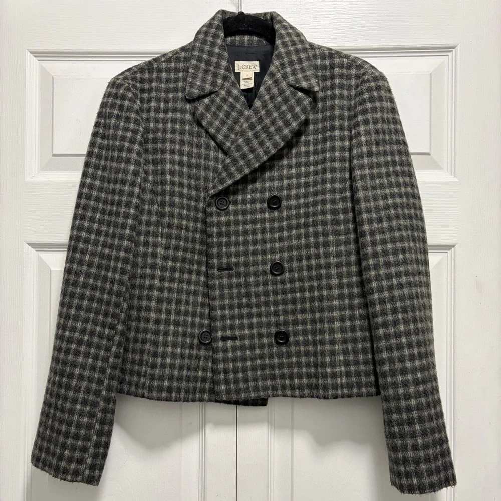 J.Crew Double-Breasted Wool Blend Plaid Jacket 2